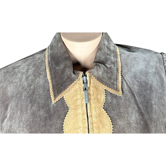 Colebrook Womens L Brown Floral Lined Full Zip 100% Leather Suede Jacket Boho - Picture 3 of 14